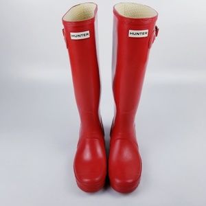 Hunter Sz 8 Red Tall Gloss Boots